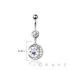 316L SURGICAL STEEL  CIRCULAR SHAPED MOONSTONE MOON & SUN DANGLE BELLY BUTTON NAVEL RING 